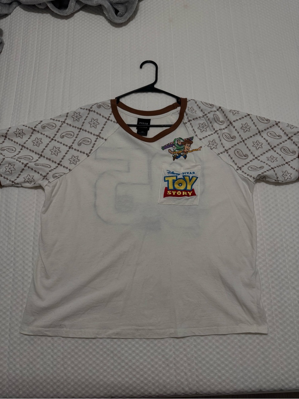 Toy Story Kids White & Brown Raglan Tee
